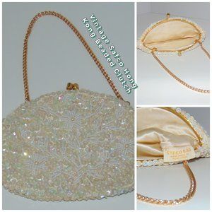 Vintage Ivory & White Sequin Beaded Safeco Purse